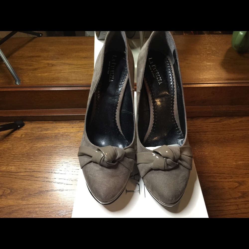 La Patrizia Suede & Patent Leather Platform Pumps